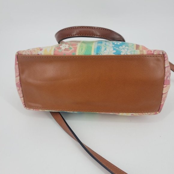 Fossil Leather Multi Color Floral Stripe Purse - Picture 6 of 6